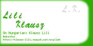 lili klausz business card